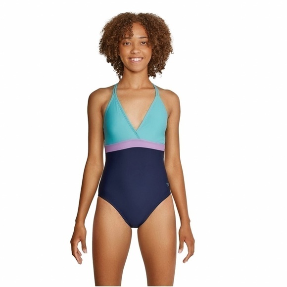 Speedo Women's Adjustable Cross Back One Piece Swimsuit - Picture 1 of 5